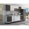 Bucatarie Alfa 260, Cu vitrina, Alb/Wenge, Blat termic alb
