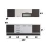Bucatarie Alfa 260, Cu vitrina, Alb/Wenge, Blat termic alb