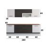 Bucatarie Alfa 260, Cu vitrina, Wenge/Alb, Blat termic nuc