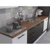 Bucatarie Alfa 260, Cu vitrina, Wenge/Alb, Blat termic nuc