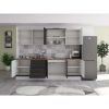 Bucatarie Alfa 260, Cu vitrina, Wenge/Alb, Blat termic nuc