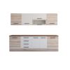 Bucatarie Alfa 260, Cu vitrina, Alb/Sonoma, Blat termic nuc