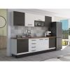 Bucatarie Alfa 260, Cu vitrina, Alb/Wenge, Blat termic nuc