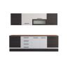 Bucatarie Alfa 260, Cu vitrina, Alb/Wenge, Blat termic nuc