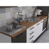 Bucatarie Alfa 260, Cu vitrina, Alb/Wenge, Blat termic nuc
