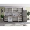 Bucatarie Alfa 260, Cu vitrina, Alb/Wenge, Blat termic nuc