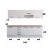 Bucatarie Alfa 260, Cu vitrina, Alb lucios, Blat termic nuc