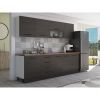 Bucatarie Alfa 260, Cu vitrina, Wenge, Blat termic nuc
