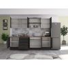 Bucatarie Alfa 260, Cu vitrina, Wenge, Blat termic nuc