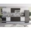 Bucatarie Alfa 320, wenge/alb, blat termic travertin, corp hota