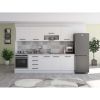 Bucatarie Alfa 260, Cu vitrina, Alb, Blat termic travertin