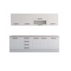 Bucatarie Alfa 260, Cu vitrina, Alb, Blat termic travertin