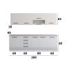 Bucatarie Alfa 260, Cu vitrina, Alb, Blat termic travertin