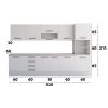 Bucatarie Alfa 320, alb, blat termic travertin, corp pentru cuptor incorporabil