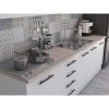 Bucatarie Alfa 260, Cu vitrina, Alb, Blat termic travertin
