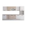 Bucatarie Alfa 320, sonoma/alb, blat termic travertin, corp pentru cuptor incorporabil