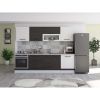 Bucatarie Alfa 260, Cu vitrina, Wenge/Alb, Blat termic travertin
