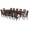 Set masa extensibila 160/240x90 cm MB-13 Venus8 cu 12 scaune tapitate Roma4 O 25b, nuc, lemn masiv de fag, MDF, stofa