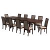 Set masa extensibila 160/240x90 cm MB-13 Venus8 cu 10 scaune tapitate Roma4 O 25b, nuc, lemn masiv de fag, MDF, stofa
