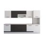 Bucatarie Alfa 320, wenge/alb, blat termic travertin, corp pentru cuptor incorporabil