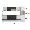 Bucatarie Alfa 320, wenge/alb, blat termic travertin, corp pentru cuptor incorporabil