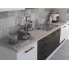 Bucatarie Alfa 320, wenge/alb, blat termic travertin, corp pentru cuptor incorporabil