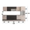 Bucatarie Alfa 320, wenge/sonoma, blat termic travertin, corp pentru cuptor incorporabil