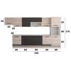 Bucatarie Alfa 380, wenge/sonoma, blat termic travertin, corp hota, soldat