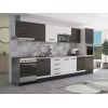 Bucatarie Alfa 380, alb/wenge, blat termic travertin, corp hota, soldat