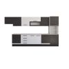 Bucatarie Alfa 380, alb/wenge, blat termic travertin, corp hota, soldat