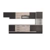 Bucatarie Alfa 380, sonoma/wenge, blat termic travertin, corp hota, soldat