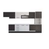 Bucatarie Alfa 380, alb/wenge, blat termic alb, corp hota, soldat