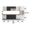 Bucatarie Alfa 320, wenge/alb, blat termic nuc, corp pentru cuptor incorporabil