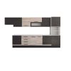 Bucatarie Alfa 380, sonoma/wenge, blat termic alb, corp hota, soldat