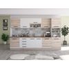 Bucatarie Alfa 320, alb/sonoma, blat termic nuc, corp pentru cuptor incorporabil