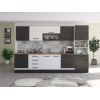 Bucatarie Alfa 320, alb/wenge, blat termic nuc, corp pentru cuptor incorporabil