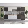 Bucatarie Alfa 320, alb/wenge, blat termic nuc, corp pentru cuptor incorporabil