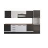 Bucatarie Alfa 320, alb/wenge, blat termic nuc, corp pentru cuptor incorporabil