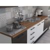 Bucatarie Alfa 320, alb/wenge, blat termic nuc, corp pentru cuptor incorporabil