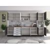 Bucatarie Alfa 320, alb/wenge, blat termic nuc, corp pentru cuptor incorporabil