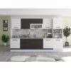Bucatarie Alfa 320, wenge/alb, blat termic travertin, corp pentru cuptor incorporabil
