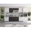 Bucatarie Alfa 320, wenge/alb, blat termic travertin, corp pentru cuptor incorporabil