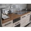Bucatarie Alfa 240, Corp hota, Cu vitrina, Sonoma/Wenge, Blat termic nuc