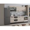 Bucatarie Alfa 240, Corp hota, Cu vitrina, Sonoma/Wenge, Blat termic travertin