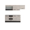 Bucatarie Alfa 240, Corp hota, Cu vitrina, Sonoma/Wenge, Blat termic travertin