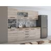 Bucatarie Alfa 240, Soldat, Cu vitrina, sonoma, Blat termic nuc