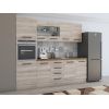 Bucatarie Alfa 240, Soldat, Cu vitrina, sonoma, Blat termic nuc