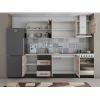 Bucatarie Alfa 240, Corp hota, Cu vitrina, Sonoma/Wenge, Blat termic travertin