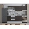 Bucatarie Alfa 240, Corp hota, Cu vitrina, Wenge/Alb, Blat termic alb