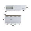 Bucatarie Alfa 240, Corp hota, Cu vitrina, Alb, Blat termic nuc